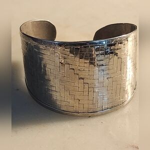 Silver Toned Woven Cuff Bracelet